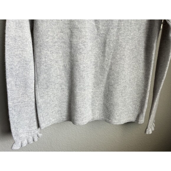 Garnet Hill Women's XS Ruffled Mock Neck 100% Cashmere Sweater - Gray - Picture 8 of 8